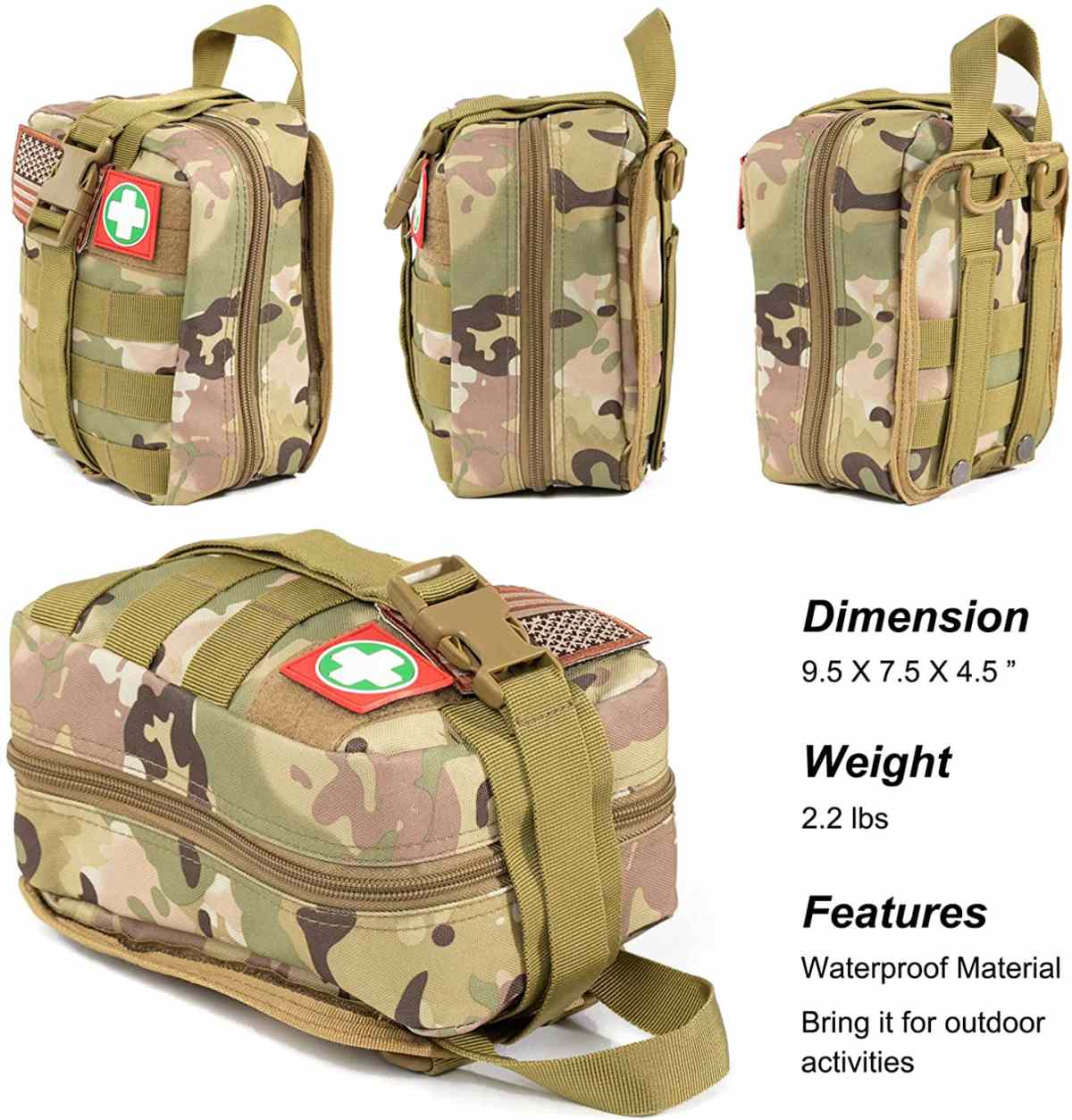 Camo erabilera anitzeko lehen laguntzak bizirauteko ekipamendua kanpinerako
